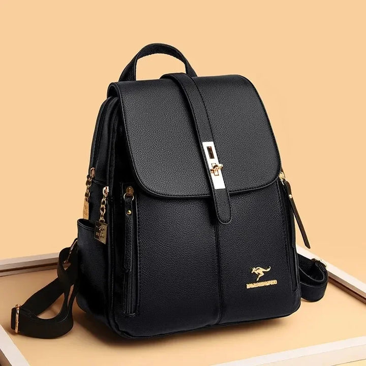 Goldline Leather Backpack — front view