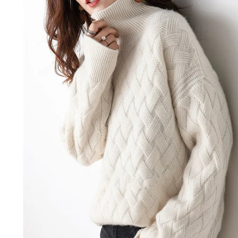 Harper Cashmere Turtleneck Sweater — back view