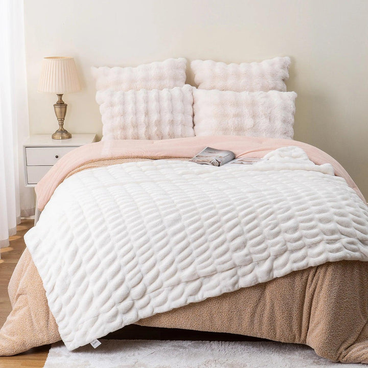 Harewood  Faux Rabbit Fur Blanket Throw — lifestyle shot