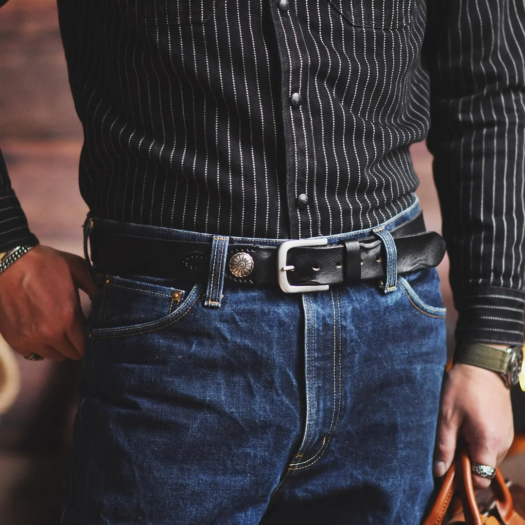 Lone Star Leather Belt — close-up detail
