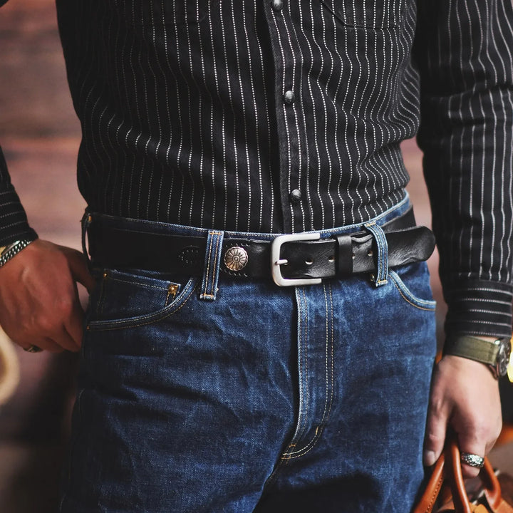 Lone Star Leather Belt — close-up detail