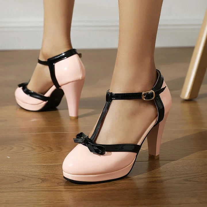 Vivienne T-Strap Heels — texture detail