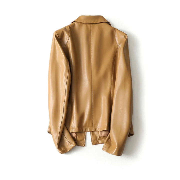 Harper Lambskin Leather Blazer — back view