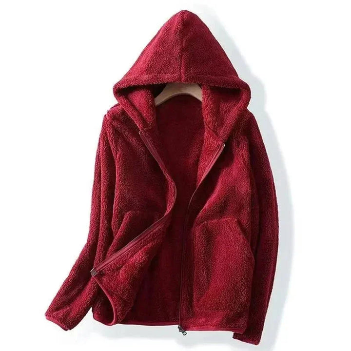 Aurora Coral Fleece Jacket — styling shot