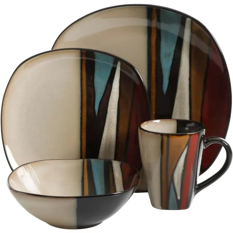 Earthen Tones Dinnerware Set — back view