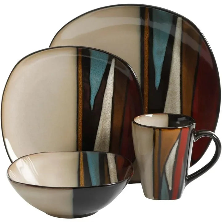 Earthen Tones Dinnerware Set — back view