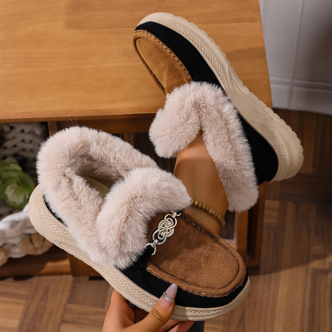 Valeria Lodge Fur Loafers — styling shot