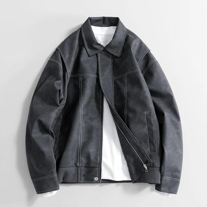 Hafford Classic Leather Jacket — close-up detail