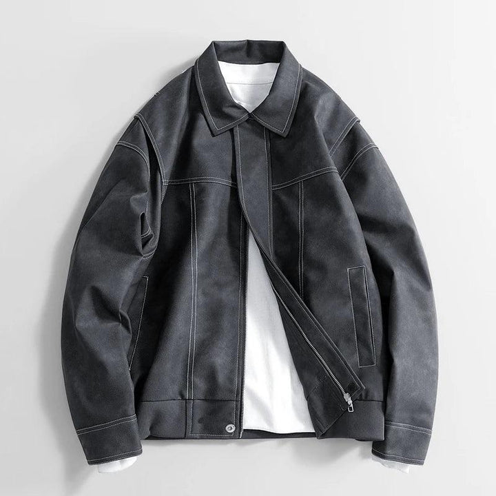 Hafford Classic Leather Jacket — close-up detail