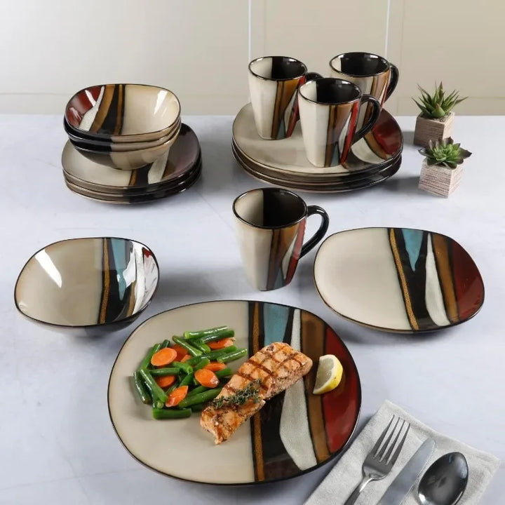 Earthen Tones Dinnerware Set — close-up detail