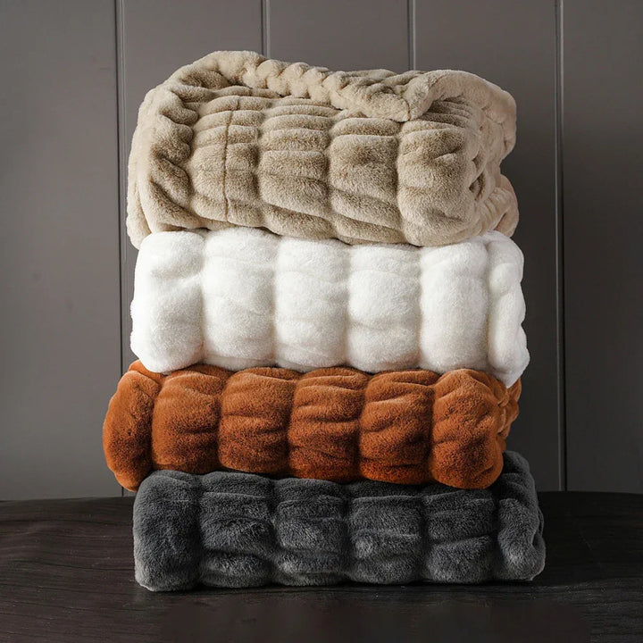 Harewood  Faux Rabbit Fur Blanket Throw — front view