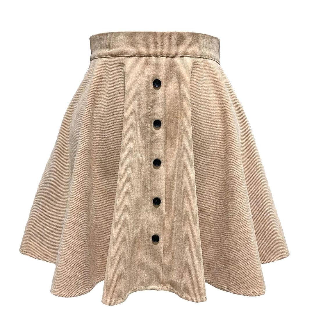 Sophia Button-Up Corduroy Skirt — texture detail