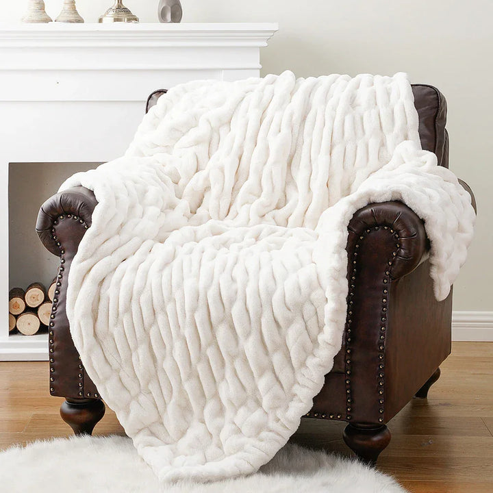 Harewood  Faux Rabbit Fur Blanket Throw — packaging