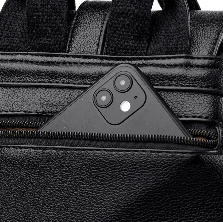 Goldline Leather Backpack — close-up detail
