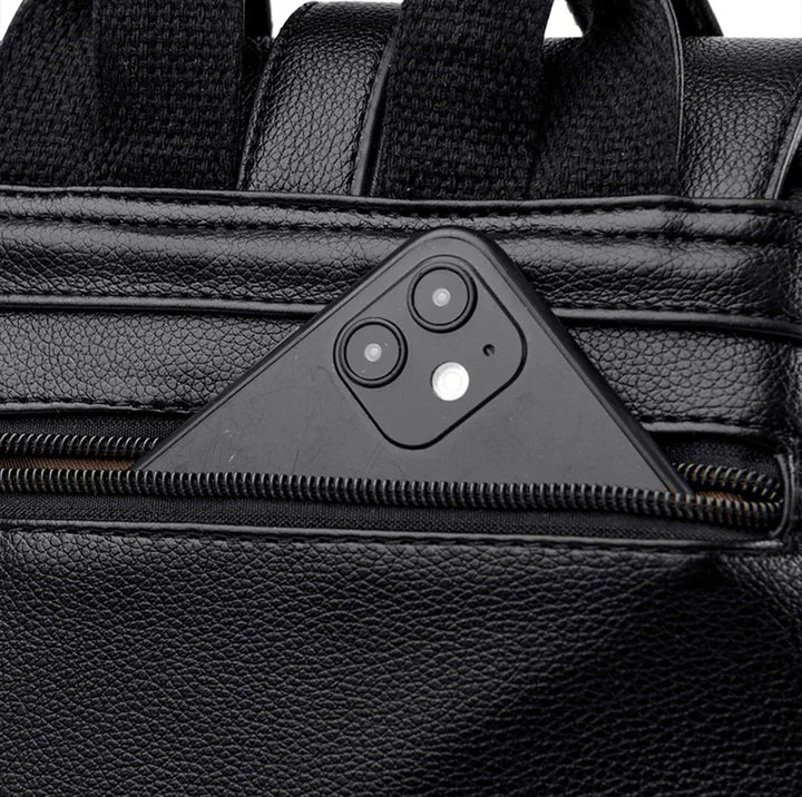 Goldline Leather Backpack — close-up detail