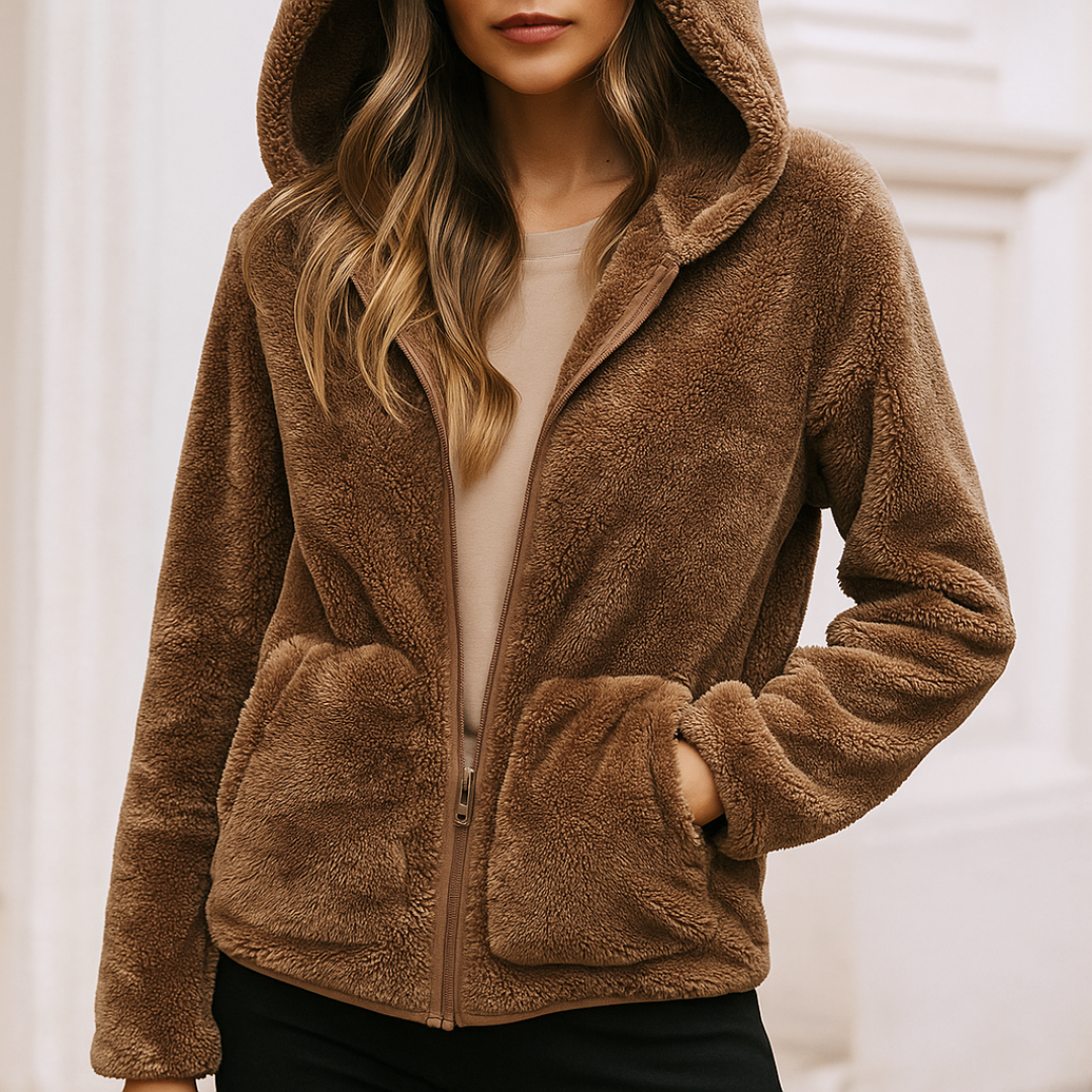 Aurora Coral Fleece Jacket — front view