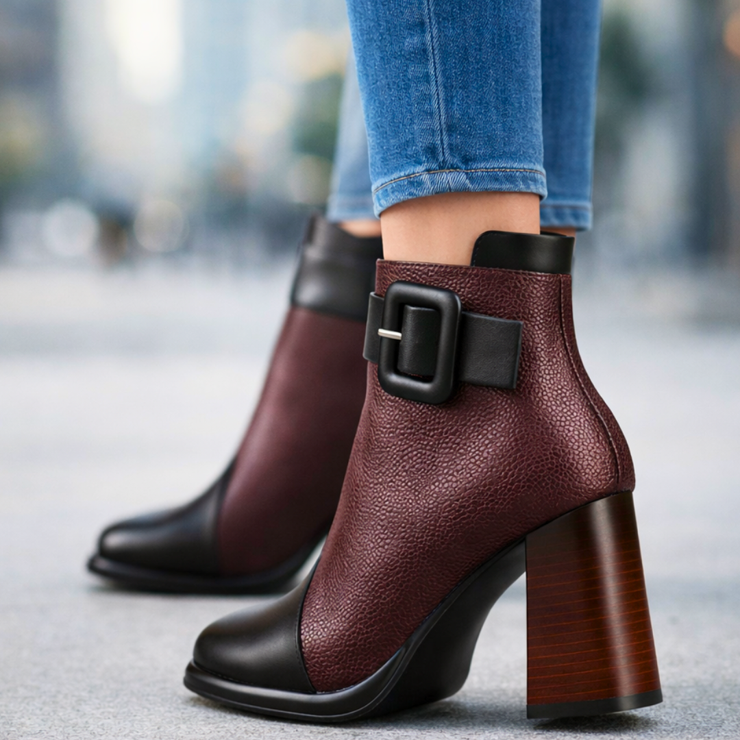 Harper Lane Pebblegrain Leather Boots — close-up detail