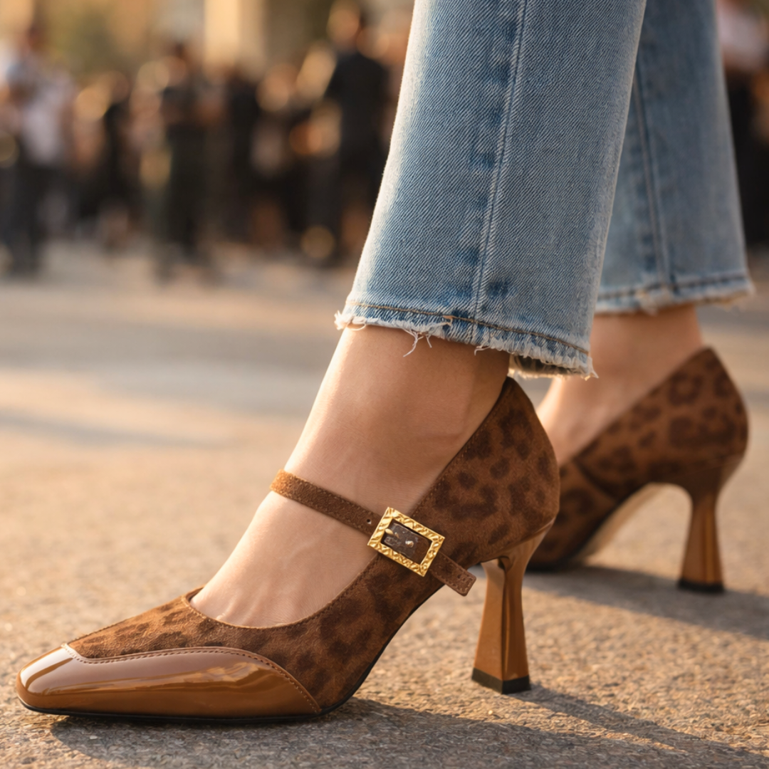 Harper Lane Leopard Heels — front view