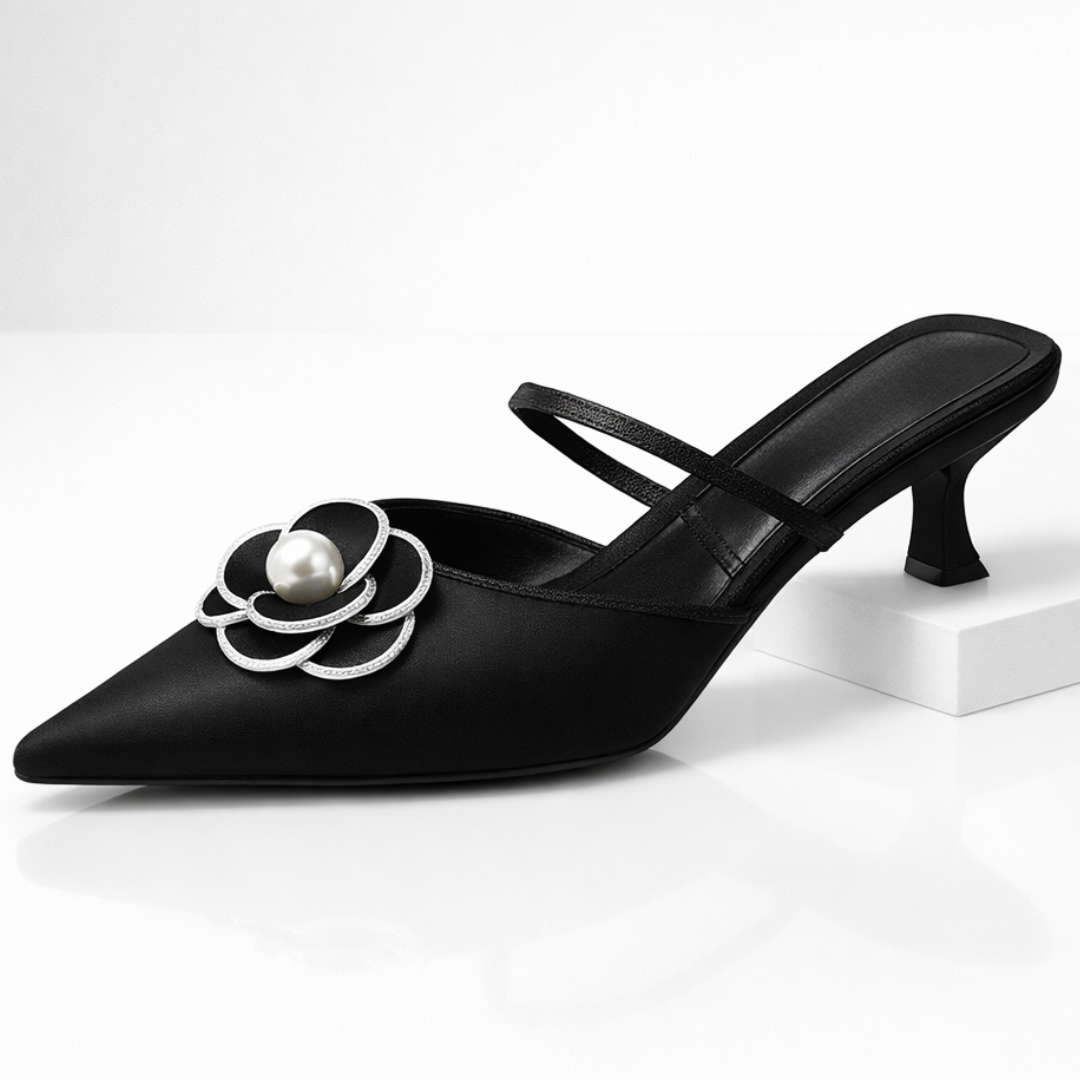Vivienne Floral Kitten Heels — detail view