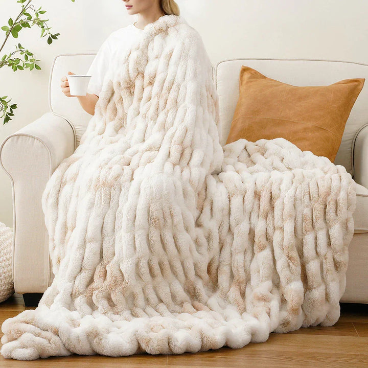 Harewood  Faux Rabbit Fur Blanket Throw — detail view