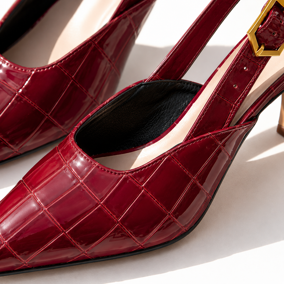 Lisbon Croc Kitten Heels
