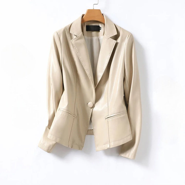 Harper Lambskin Leather Blazer — detail view