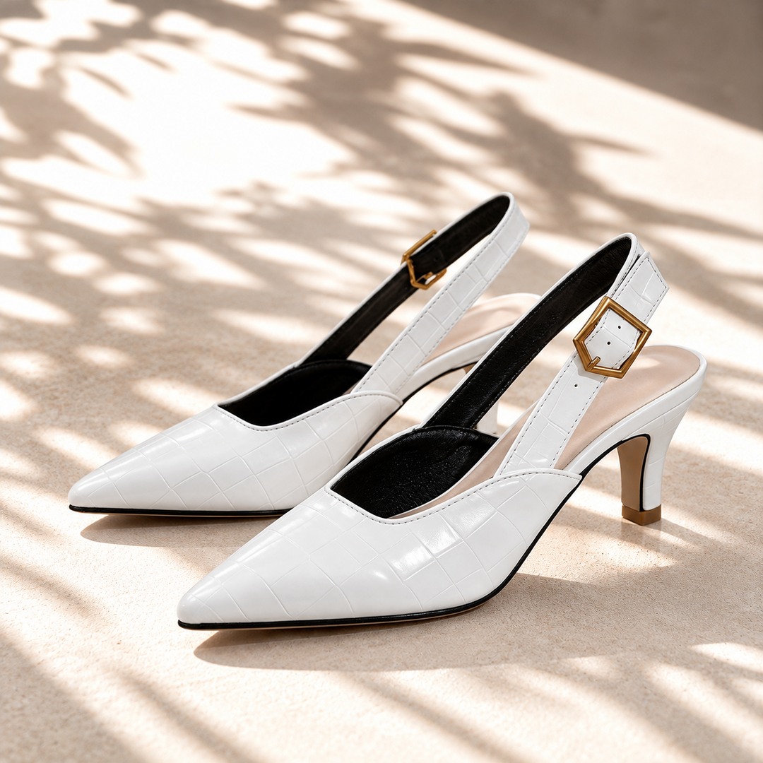 Lisbon Croc Kitten Heels