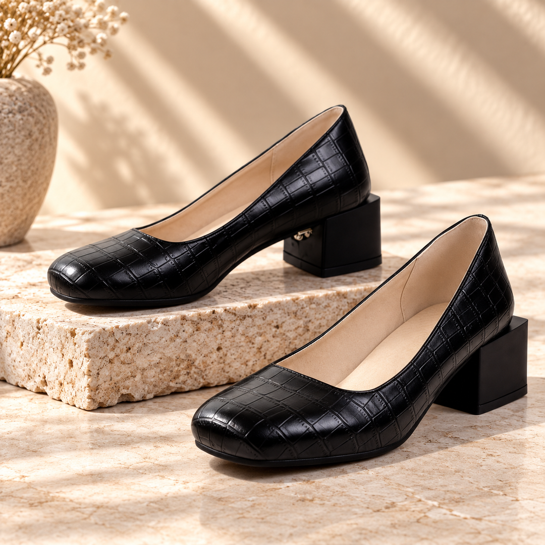 Florence Croc Block Heels