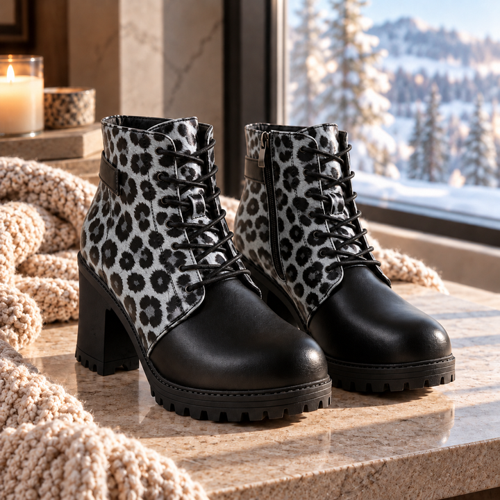 Savannah Leopard Lace-Up Boots