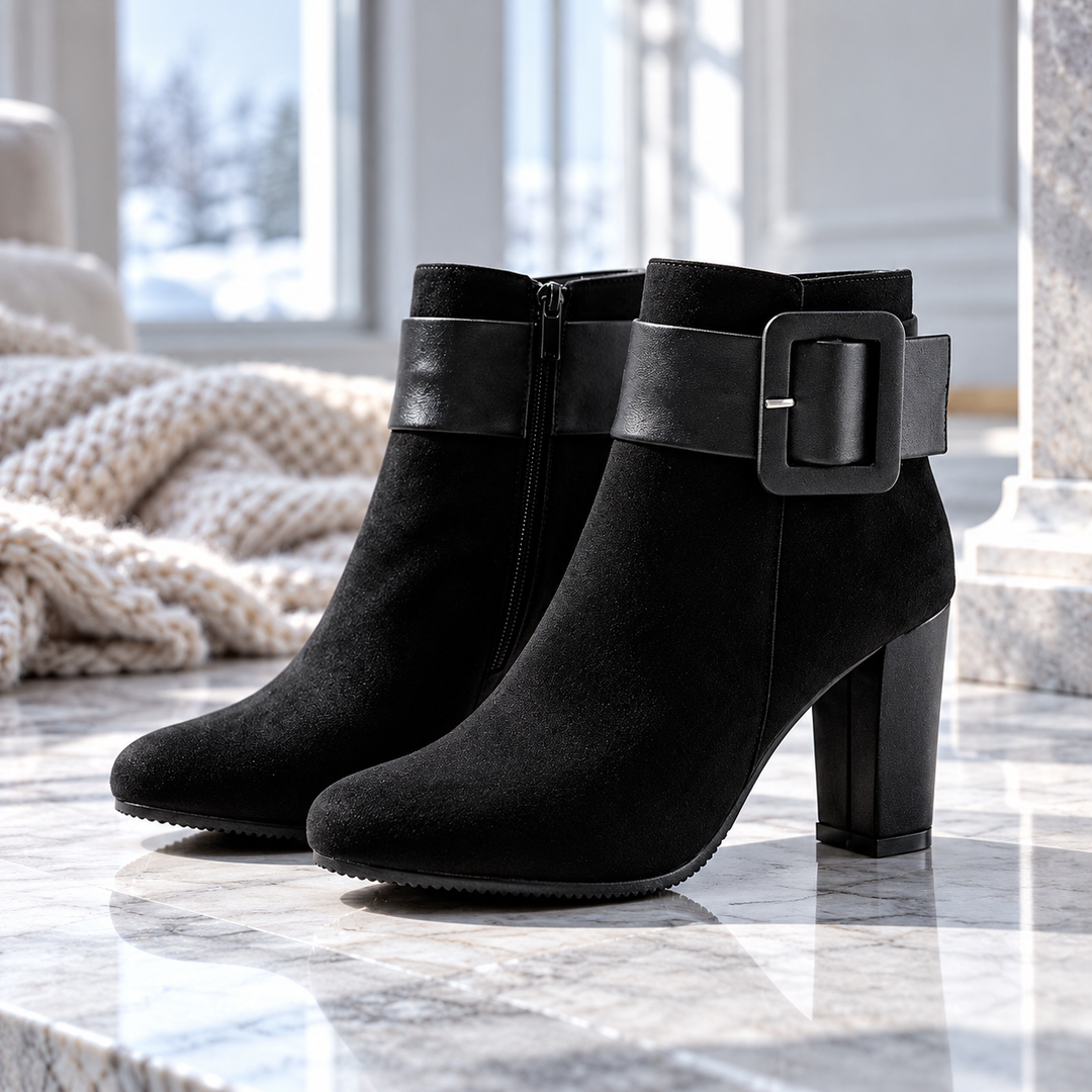 Harper Lane Suede Buckle Ankle Boots