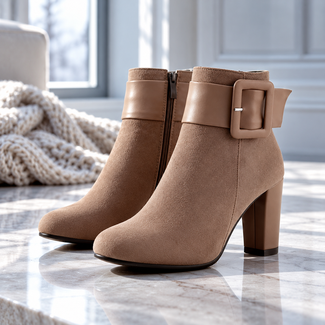 Harper Lane Suede Buckle Ankle Boots