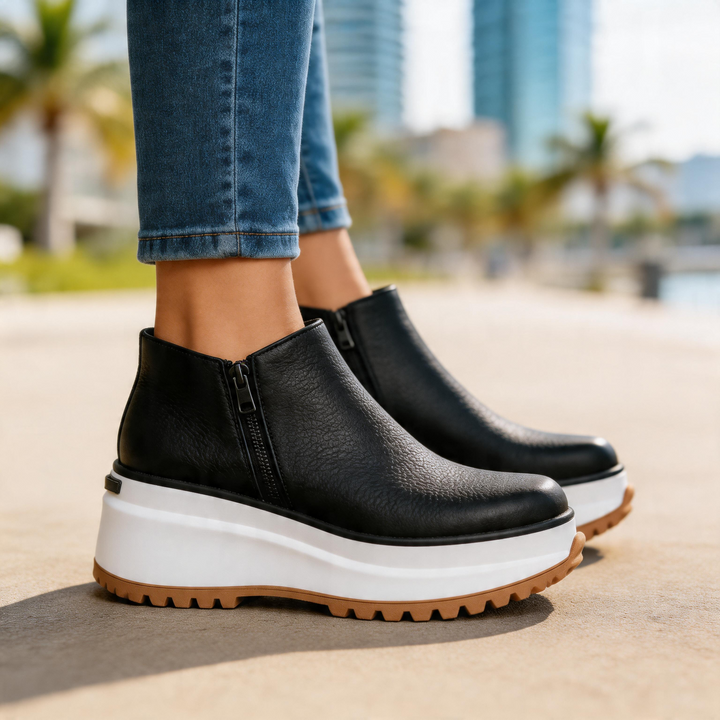 Natalia Platform Ankle Boots — back view