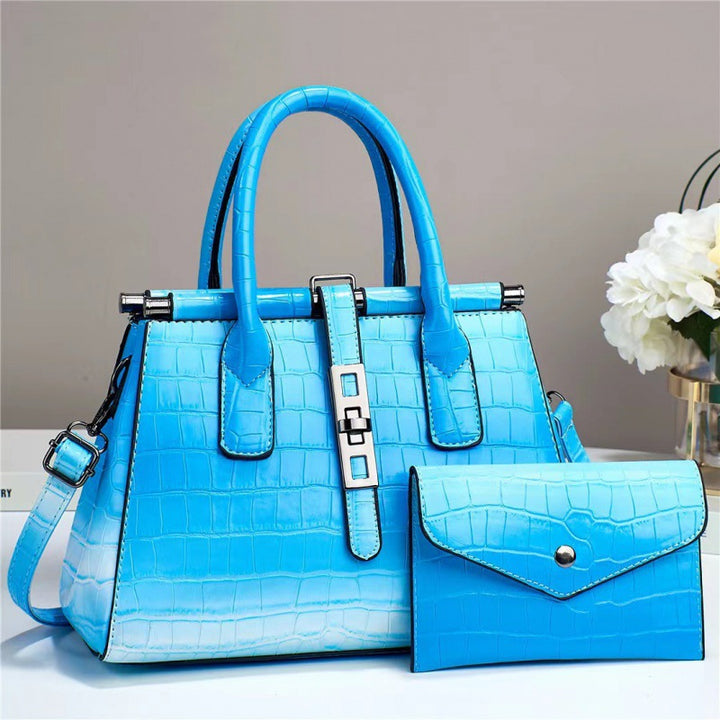 The Cannes Croc Handbag Set — front view