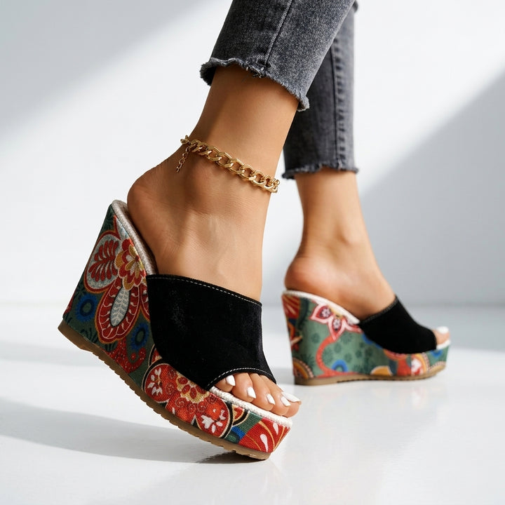 Marigold Floral Wedge Sandals
