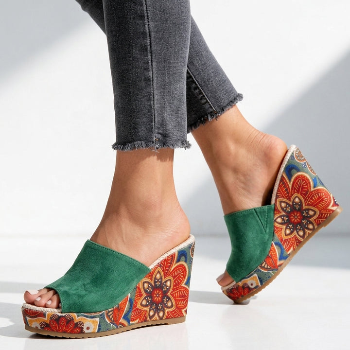 Marigold Floral Wedge Sandals