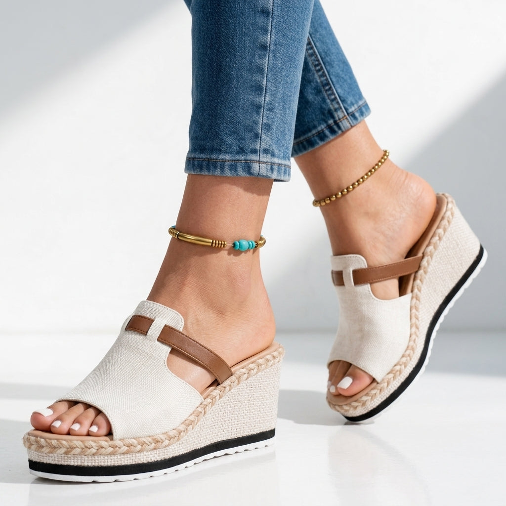 Rosa Buckle Wedge Sandals