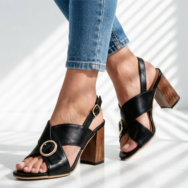 Ottilie Crossover Buckle Heeled Sandals