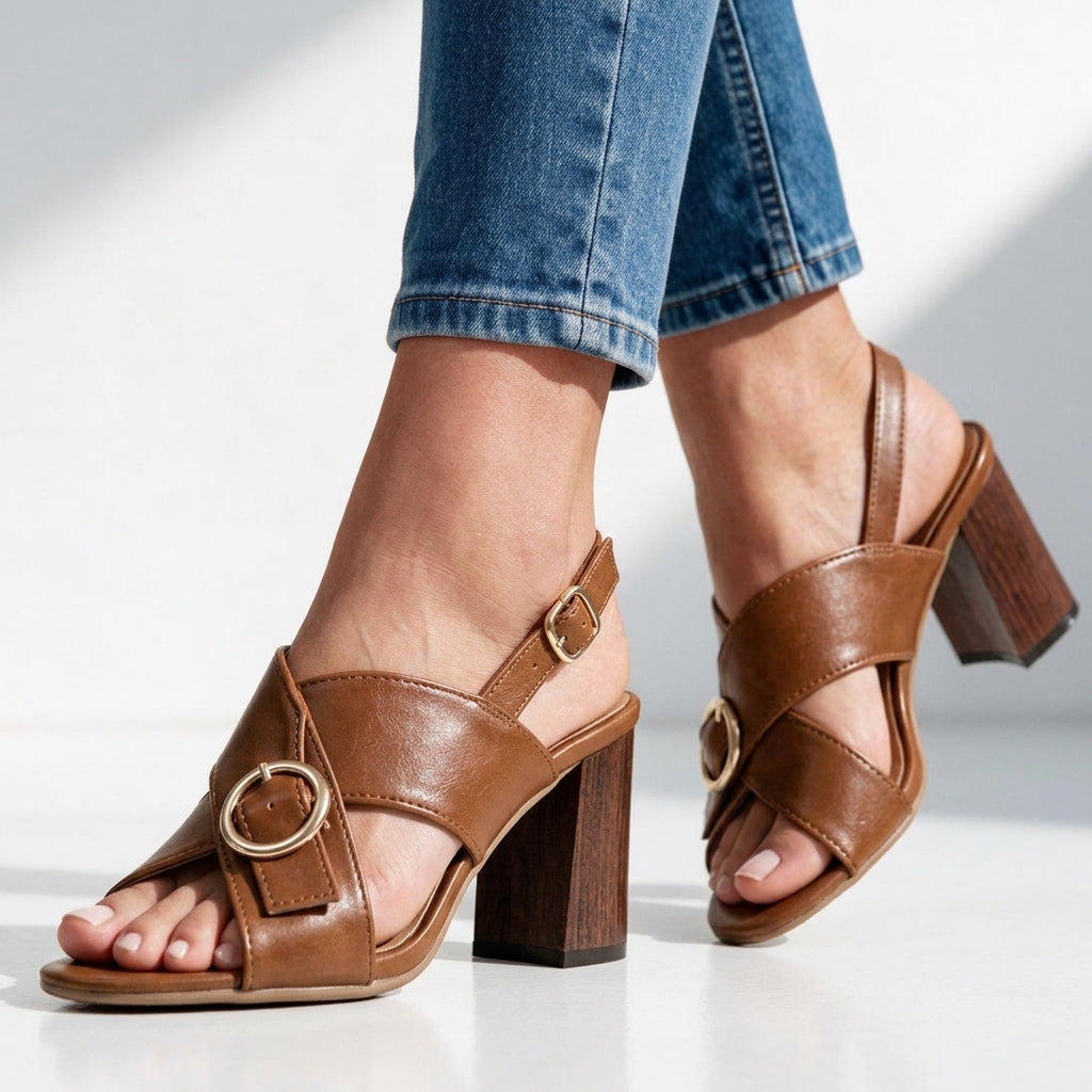 Ottilie Crossover Buckle Heeled Sandals