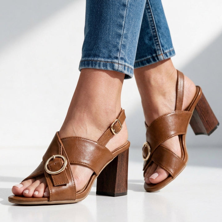 Ottilie Crossover Buckle Heeled Sandals