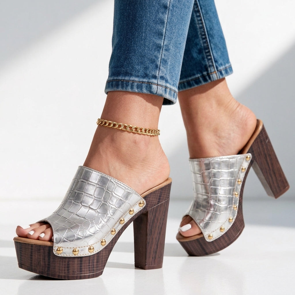 Stevie Studded Platform Mules