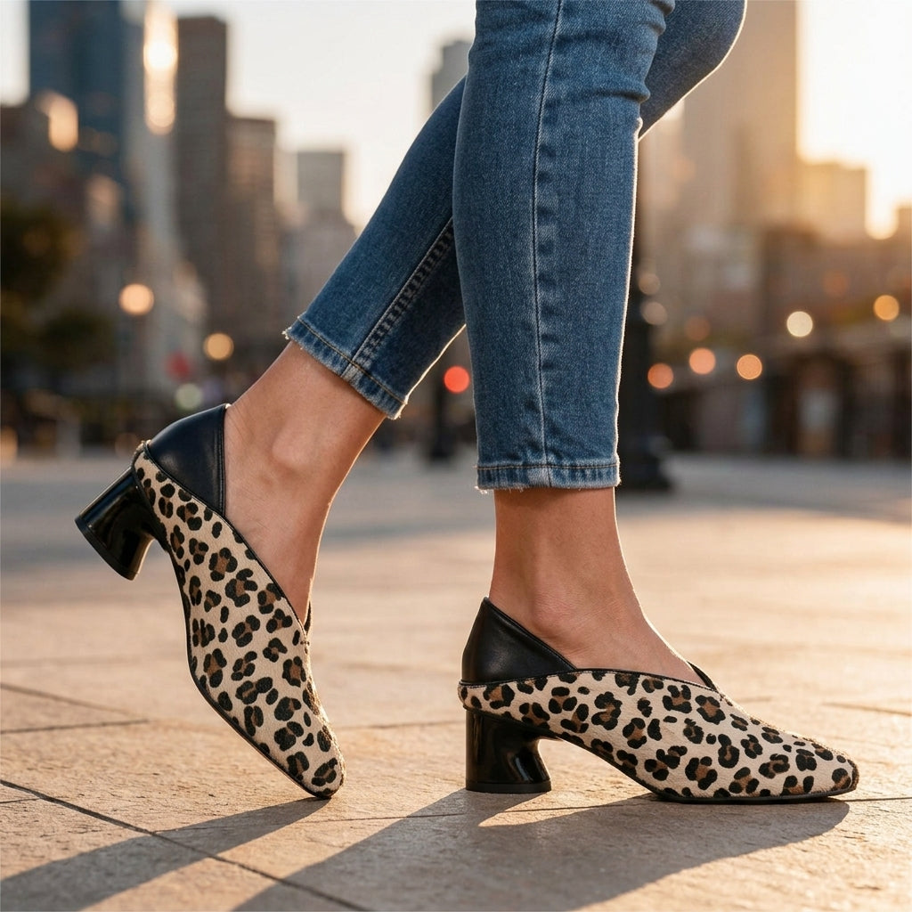Céline Leopard V-Vamp Pumps