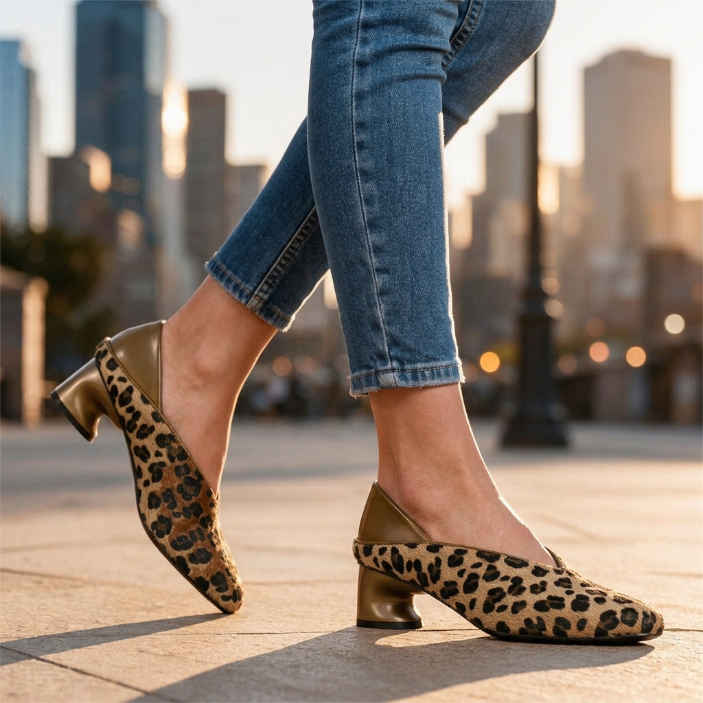 Céline Leopard V-Vamp Pumps