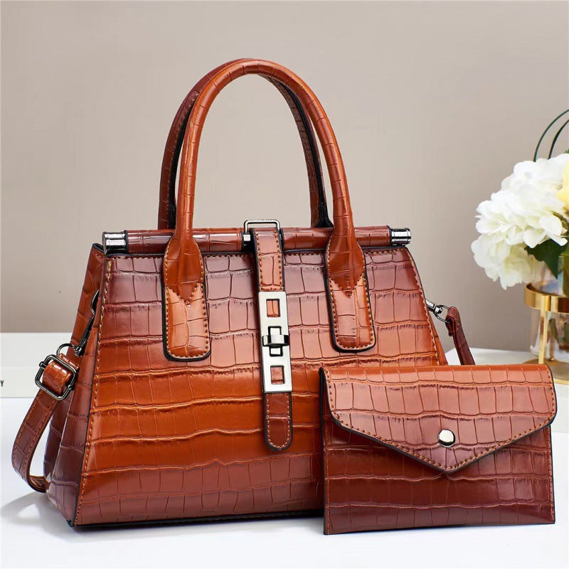 The Cannes Croc Handbag Set — side view