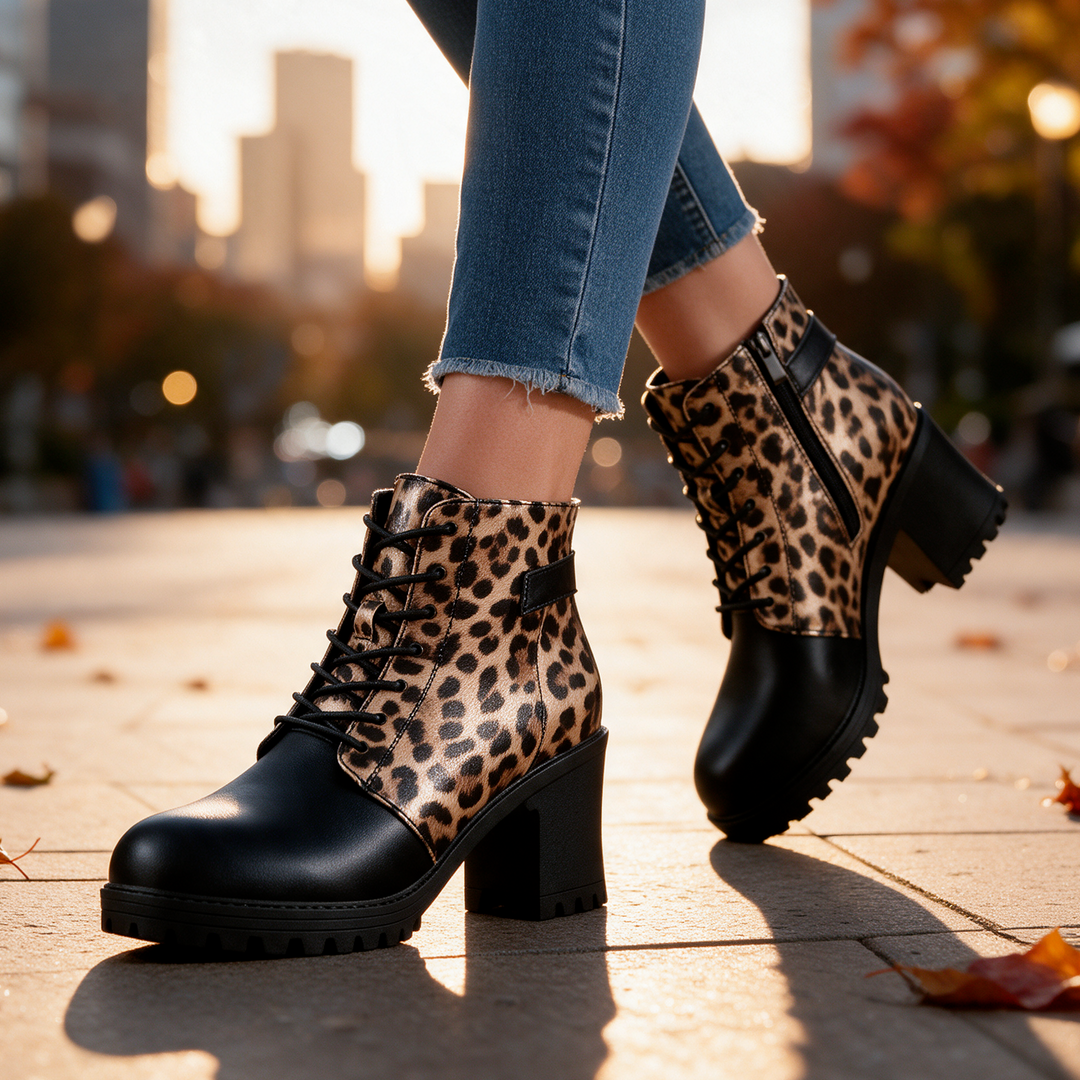 Savannah Leopard Lace-Up Boots