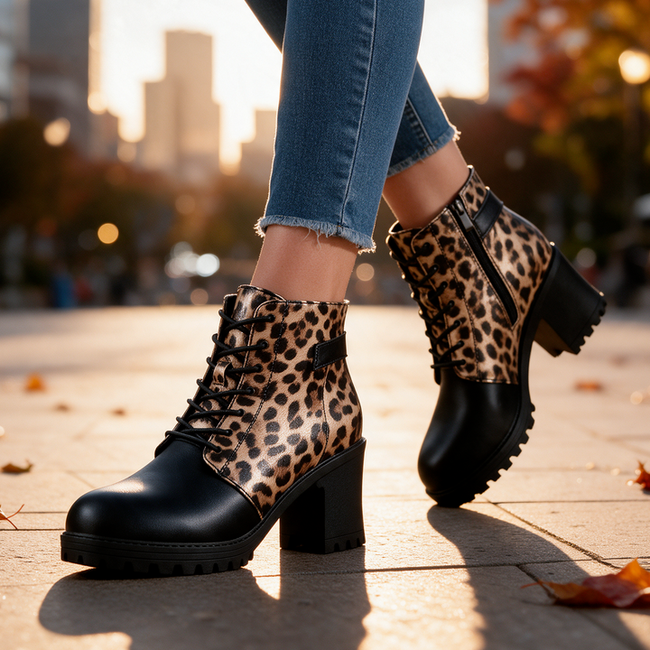 Savannah Leopard Lace-Up Boots