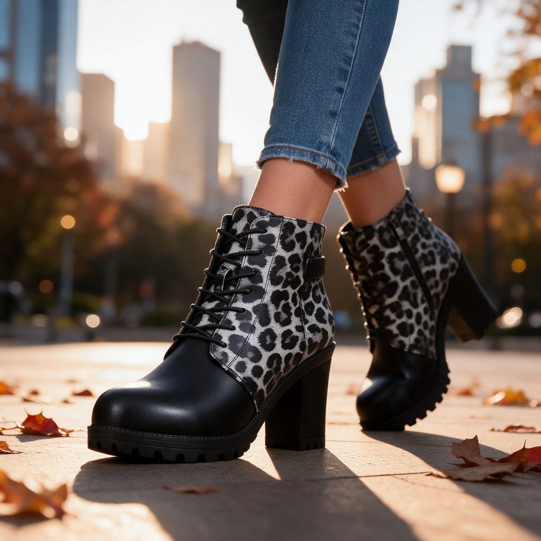 Savannah Leopard Lace-Up Boots
