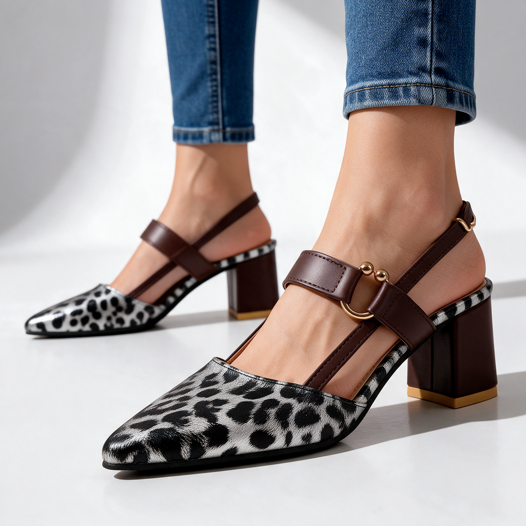 Savannah Leopard Block Heel Slingbacks