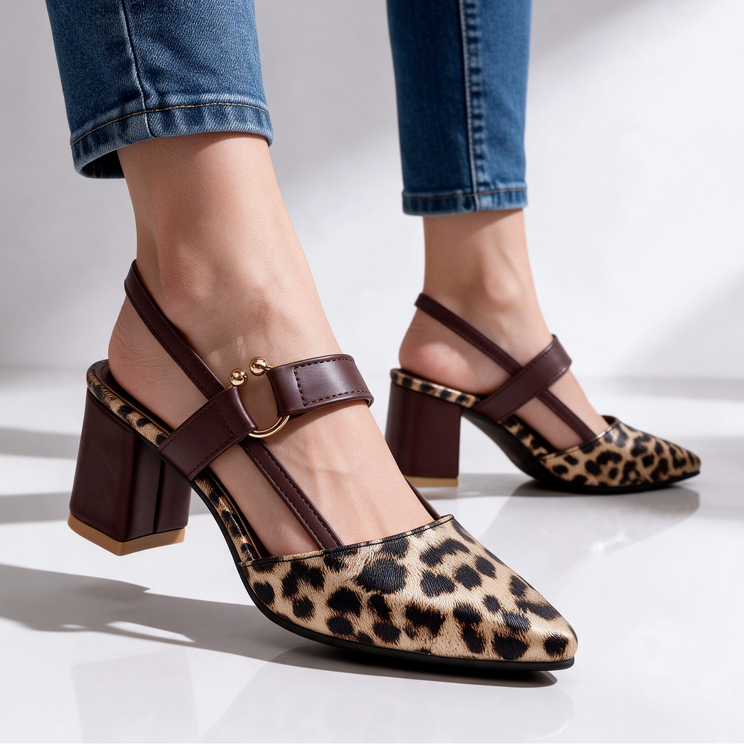 Savannah Leopard Block Heel Slingbacks