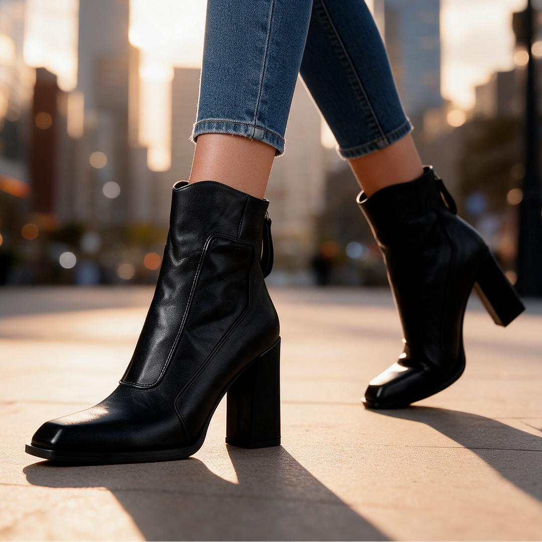 Eleanor Genuine Leather Block Heel Boots