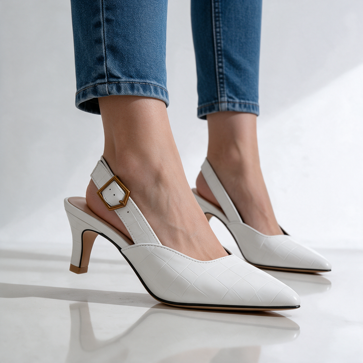 Lisbon Croc Kitten Heels